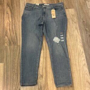 Levi's Sculpt 711‎ Plus Size Skinny Distressed Womens Denim Jeans, 22W 40x29"